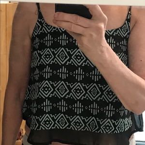 Rue 21 Black/Blue Crop Top Adjustable Straps Size M NWT